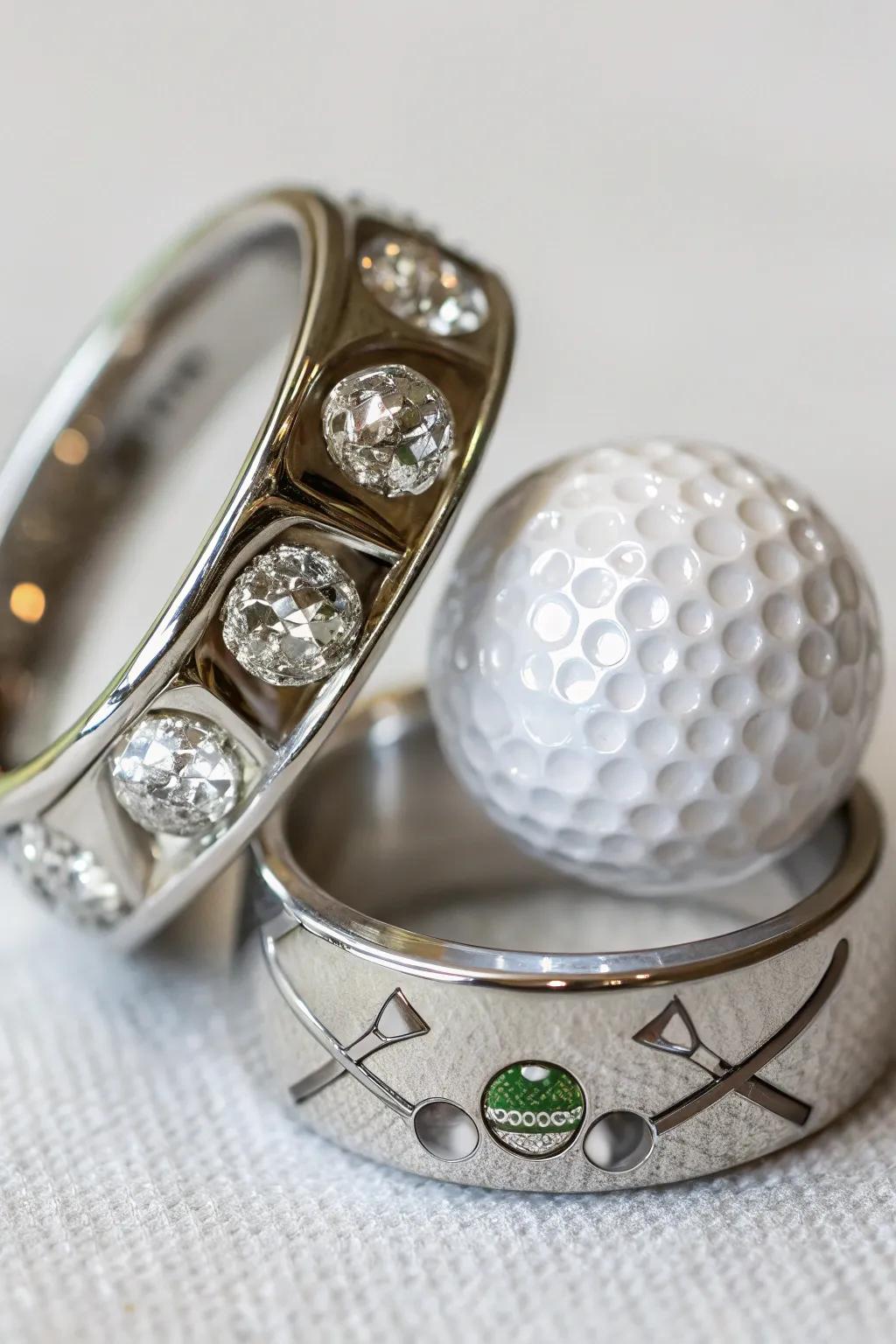Golf-inspired union bands enrich your nuptials with a personal touch.