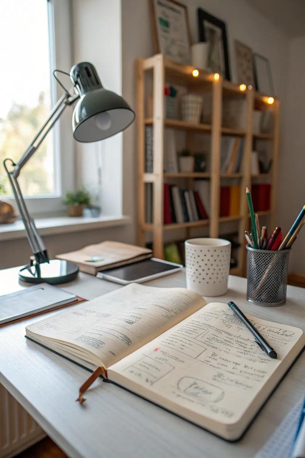 A notebook is a simple, essential tool for capturing creative ideas.