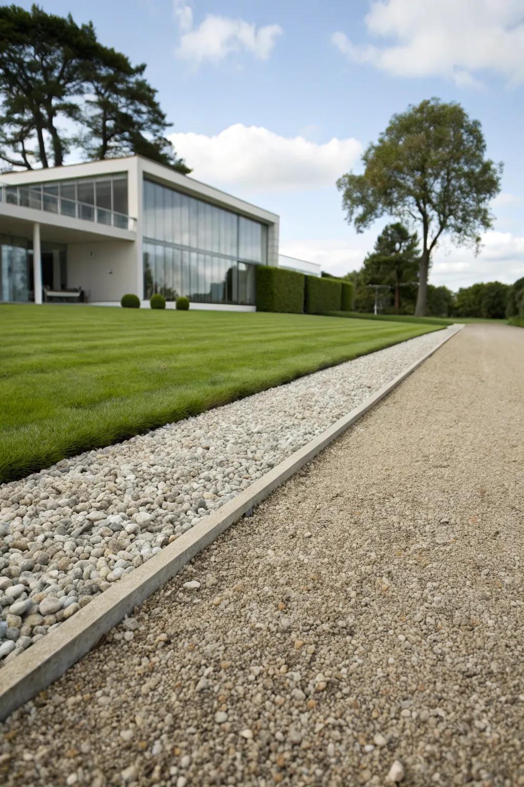 Cement edging integrates a sharp modern element.