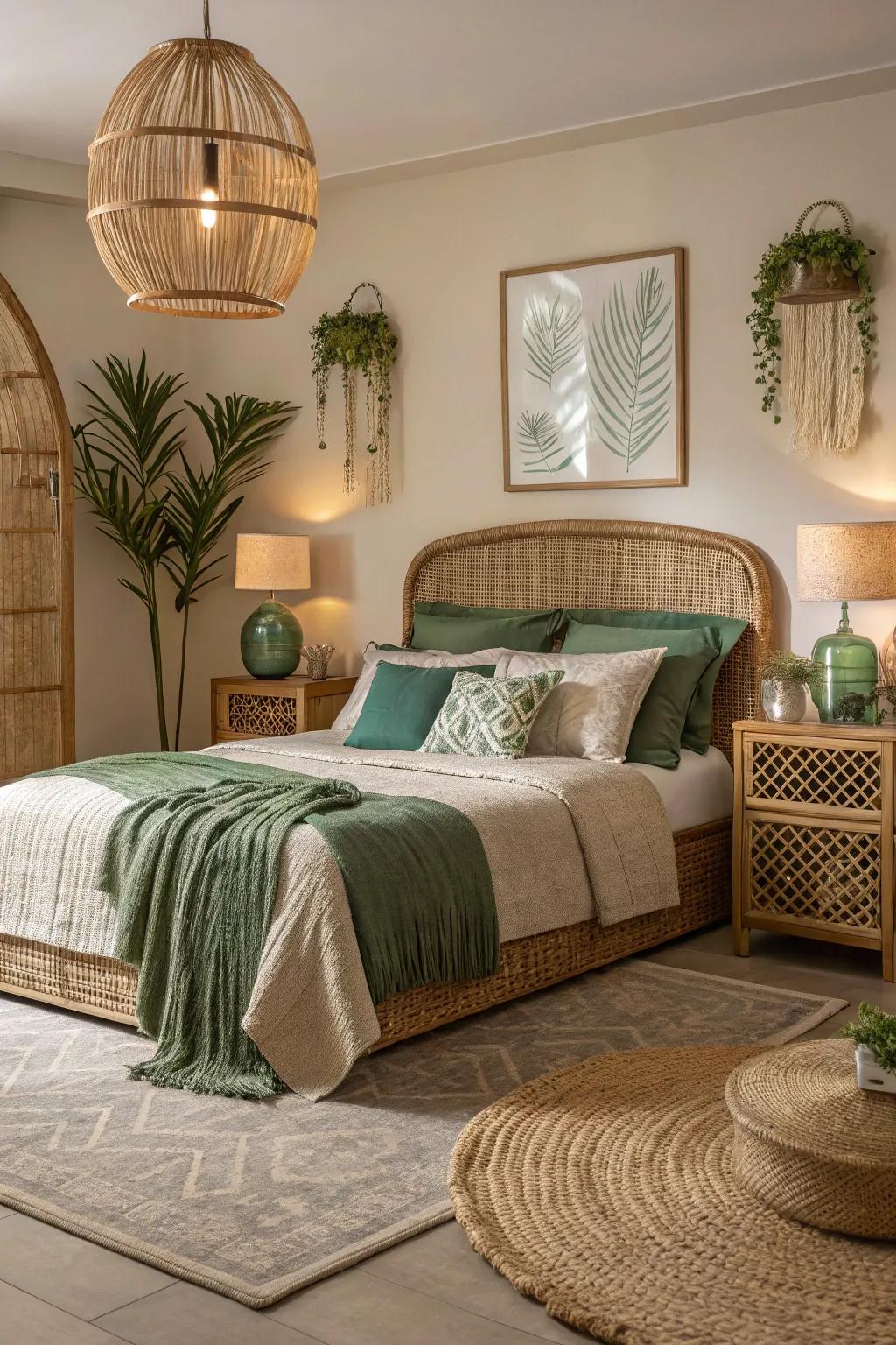 Wicker infuses texture and a sense of naturalness.