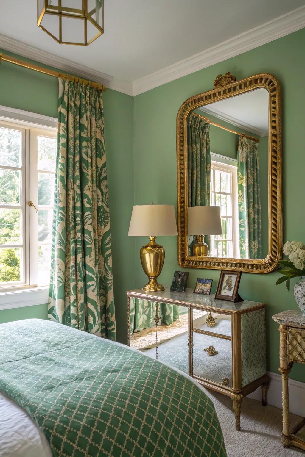 Green and gold accents make a deluxe and stylish look.