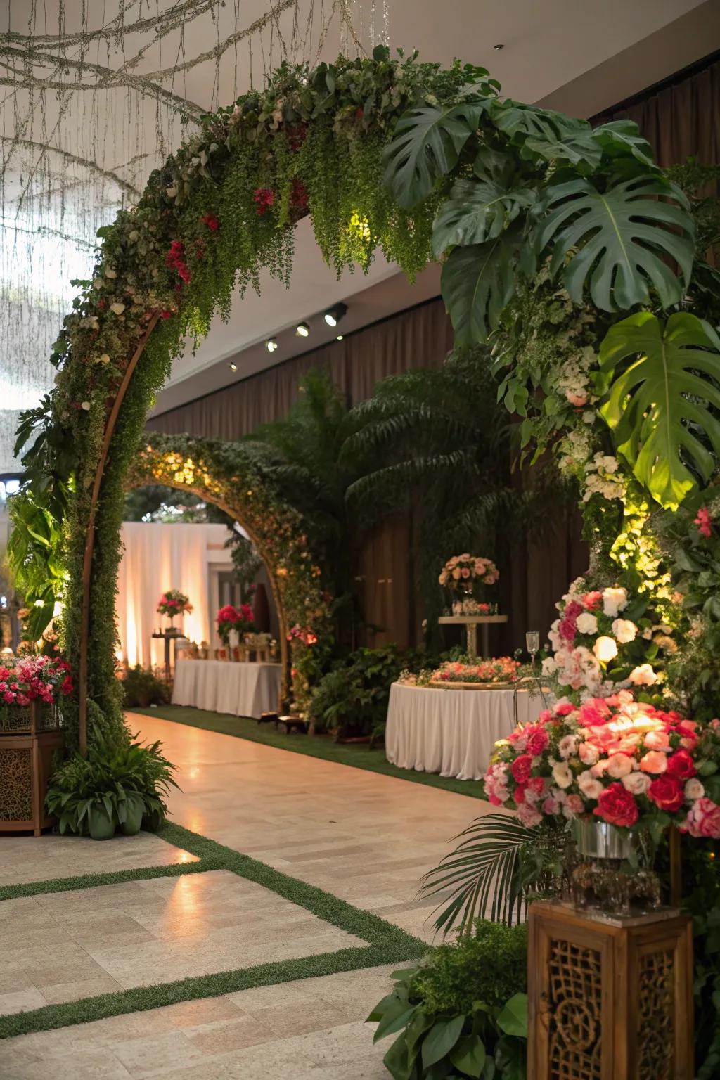 Leaf installations create memorable event backdrops.