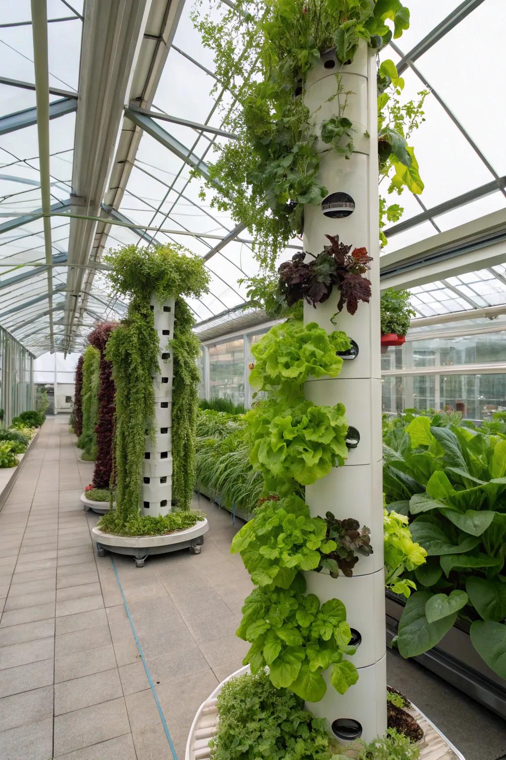 Innovative vertical hydroponic system enhancing efficiency.