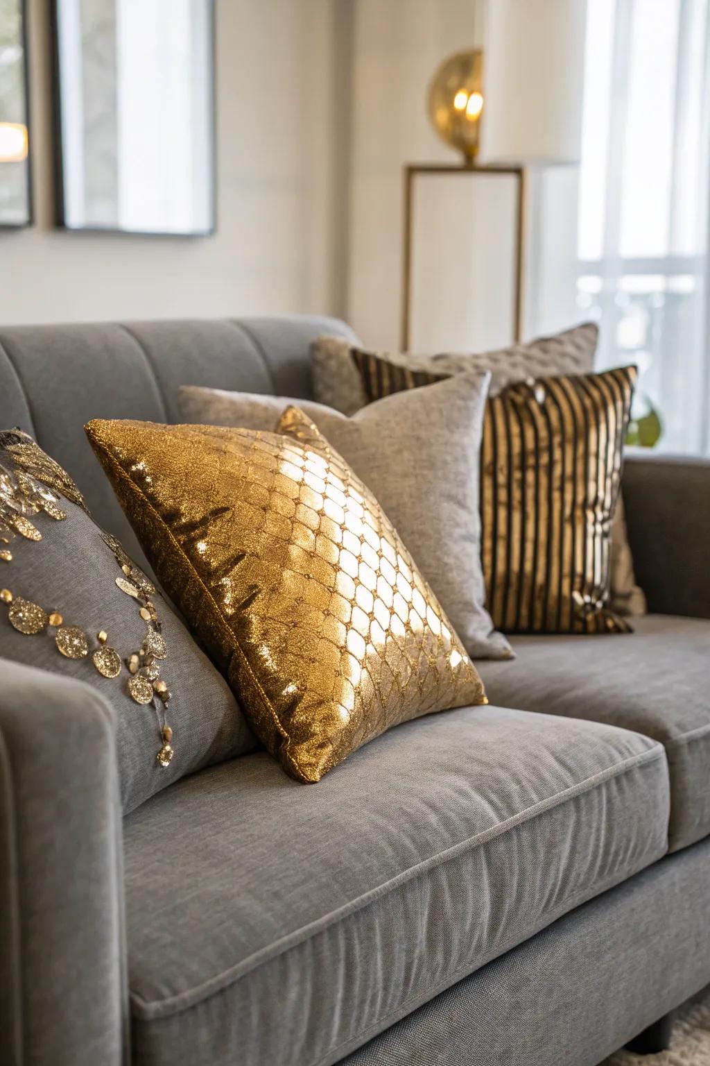 Metallic accents contribute a dash of luxury to the décor.