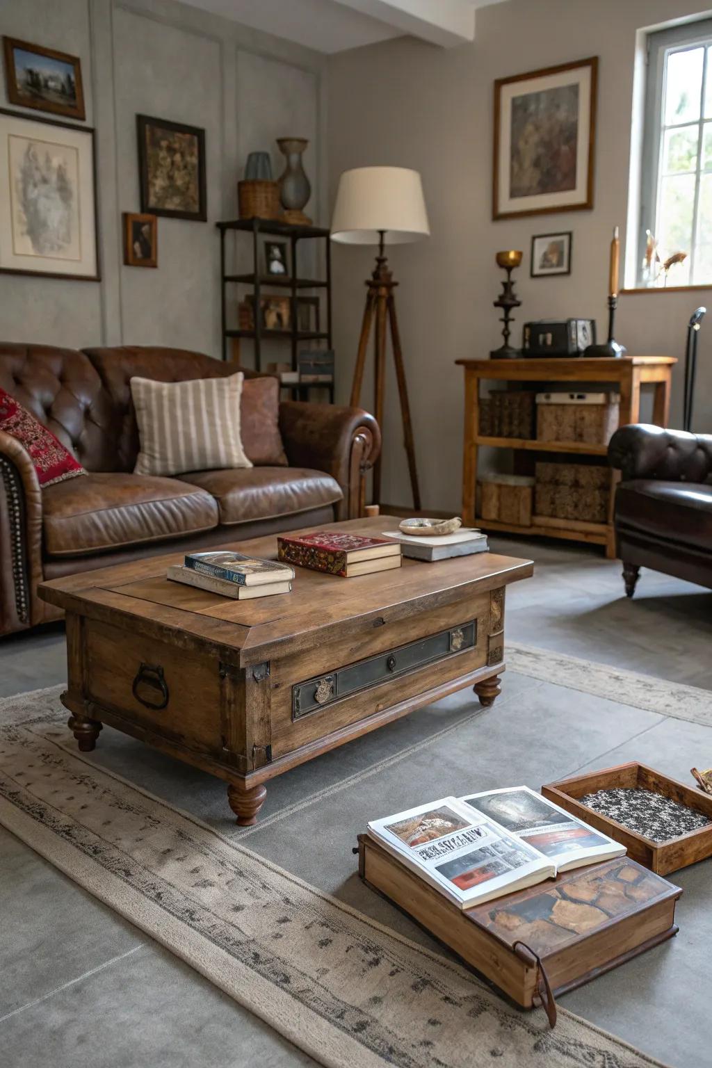 Classic elements introduce charm to grey flooring.