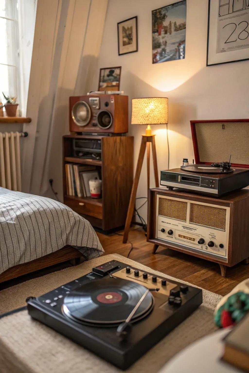 Antiquated gadgets append a reminiscent impression and serve as conversational initiators.