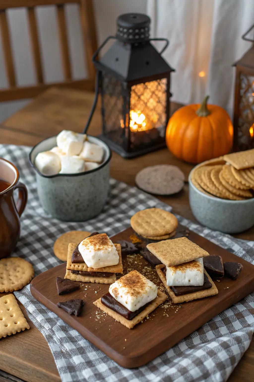 A pumpkin zest s'mores enclave introduces seasonal delight.