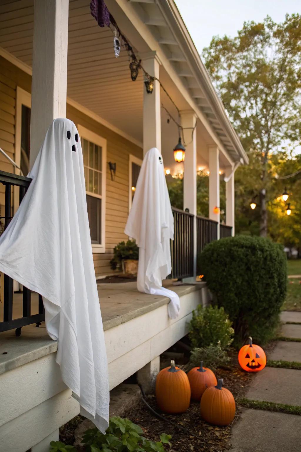 Ethereal shapes flow softly, adding whimsy and spookiness.