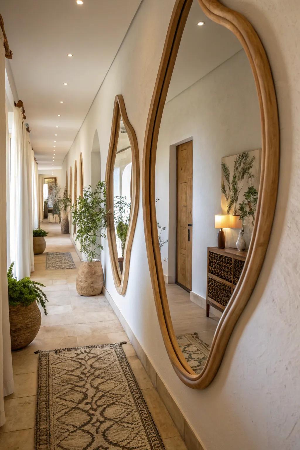 Organically shaped mirrors offer a soft, natural elegance.
