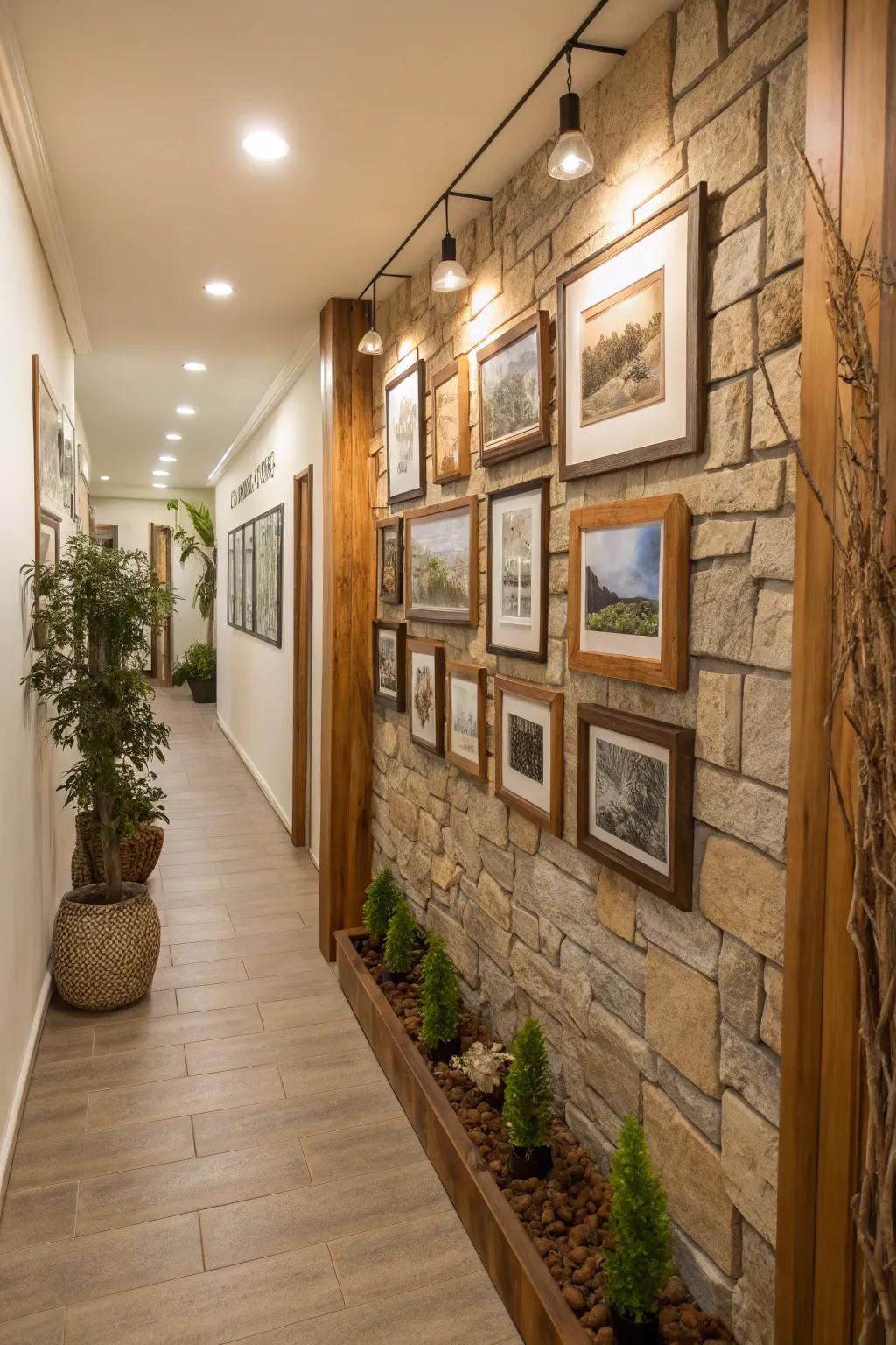 Hallways come to life when natural elements are introduced.