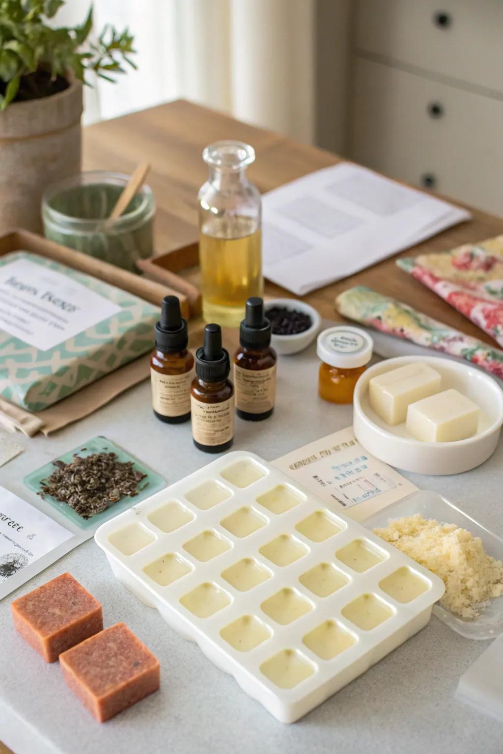 A creative DIY cleanser creation set poised for gifting.