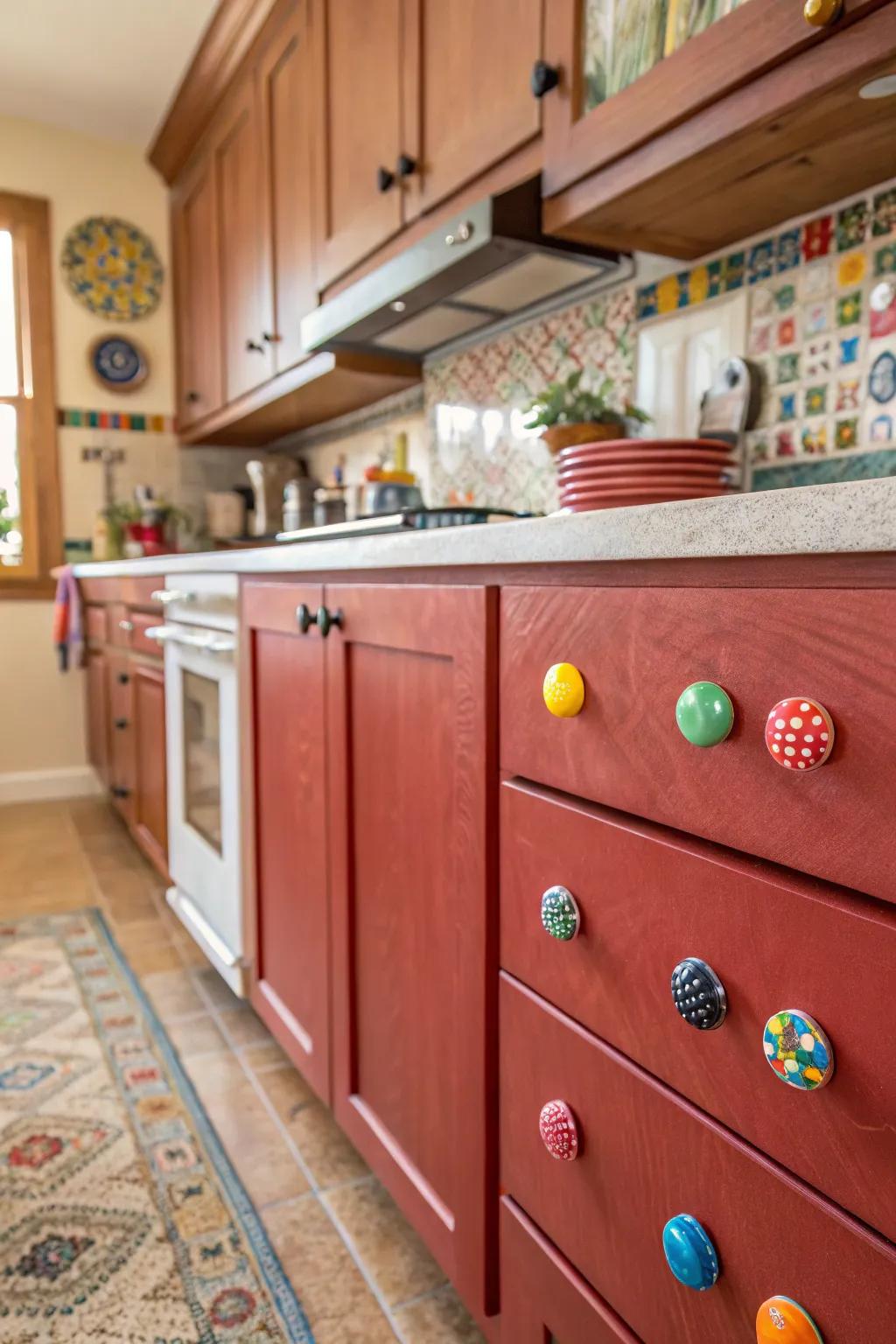 Ceramic knobs introduce a playful burst of color.