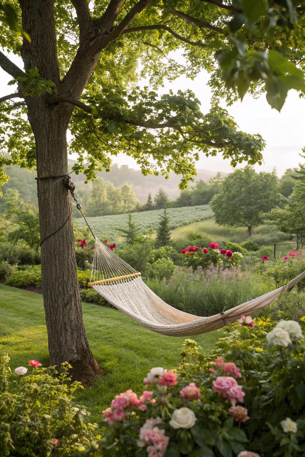 A hammock space makes way for complete rest.