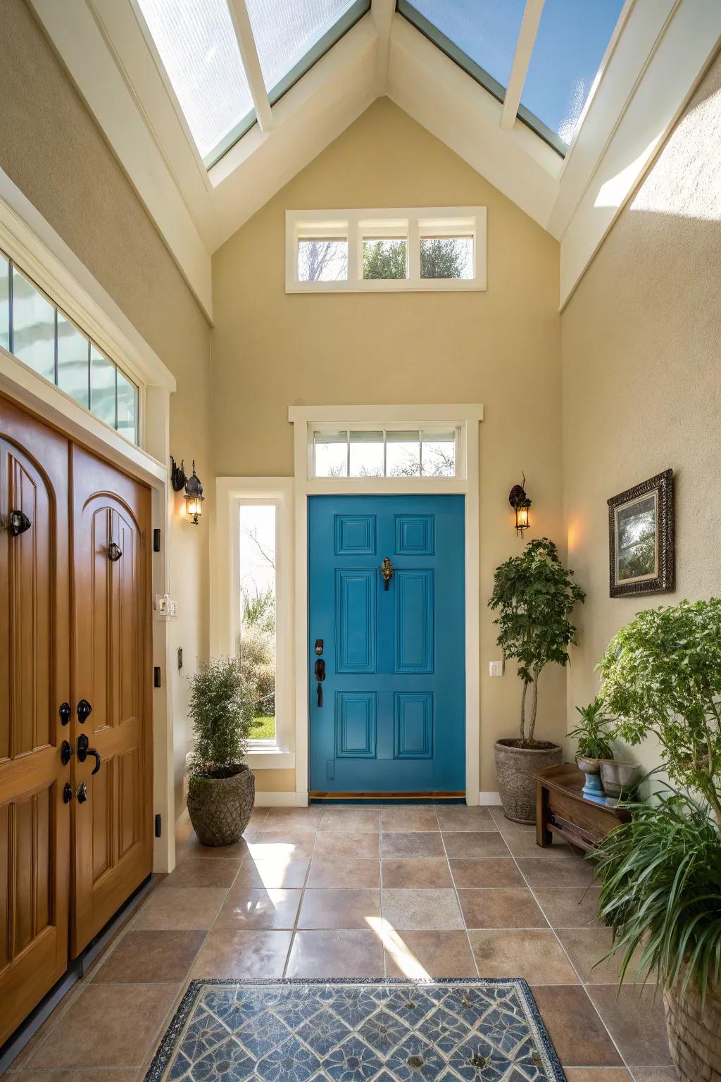 A colorful door makes a bold and welcoming statement.