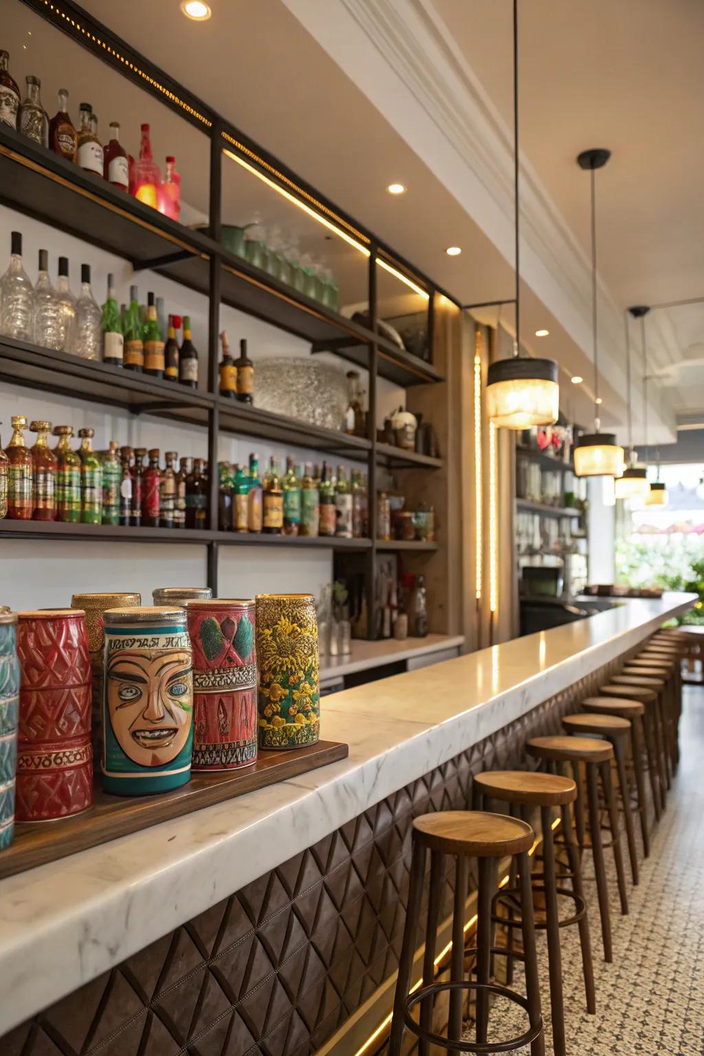 Showcase shelves add practicality and style.