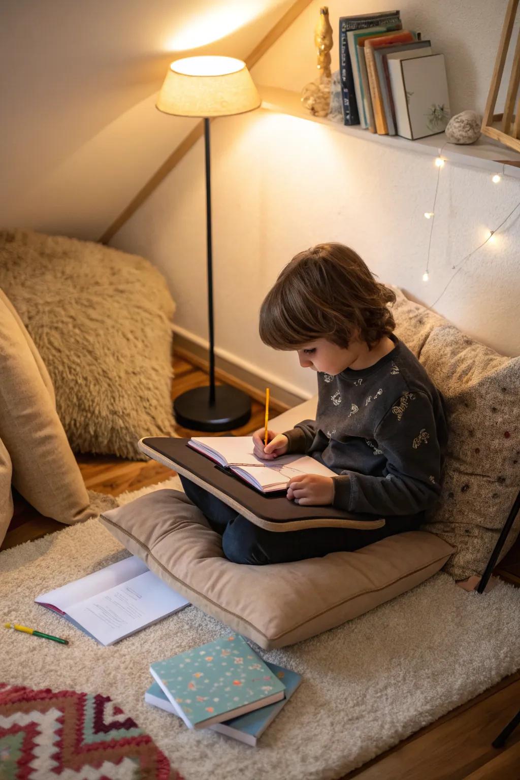 Lap desks offer the ability to learn anywhere at home.