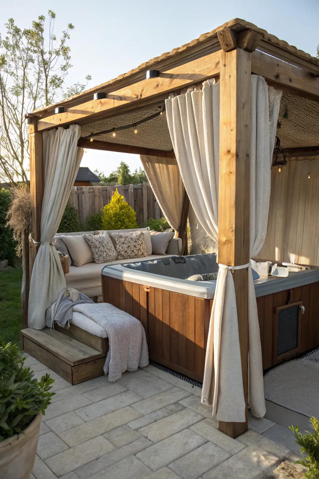 A covered booth adds a touch of luxury and privacy to your space.