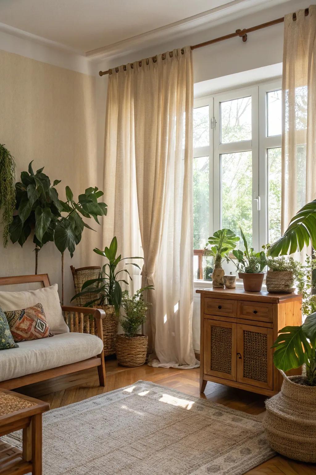 Natural materials deliver warmth and a touch of the outdoors to your family room.