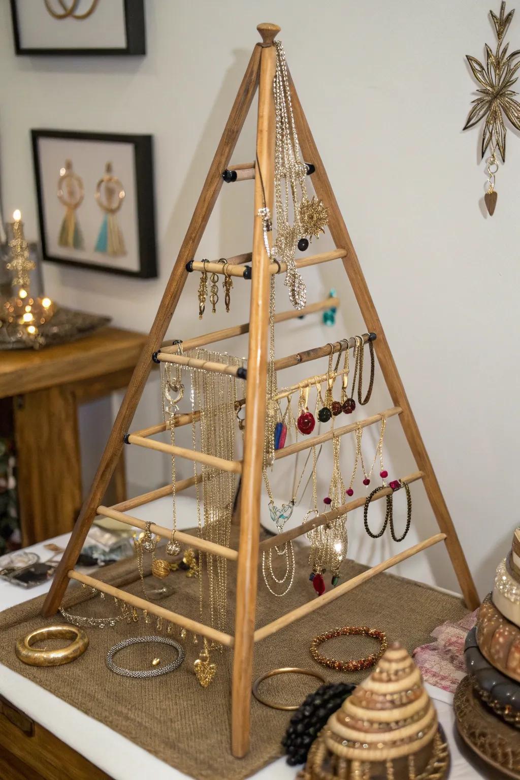 Craft a breathtaking pyramidal display for your jewelry.
