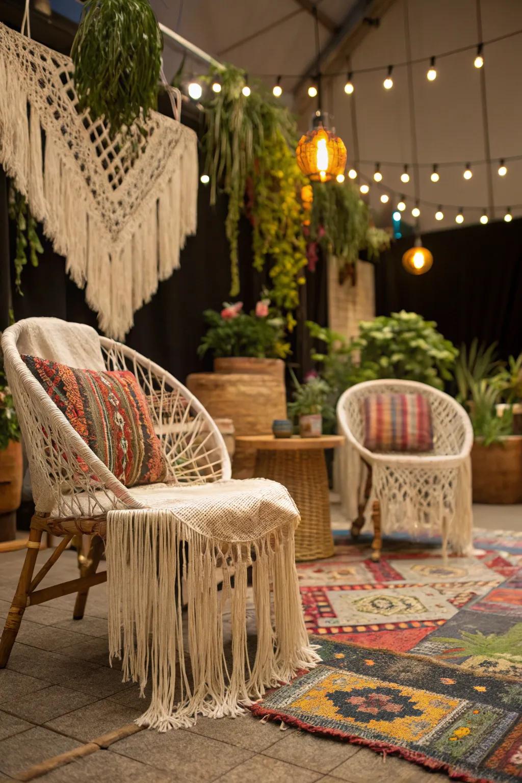 Bohemian panache with fringe seat protectors.