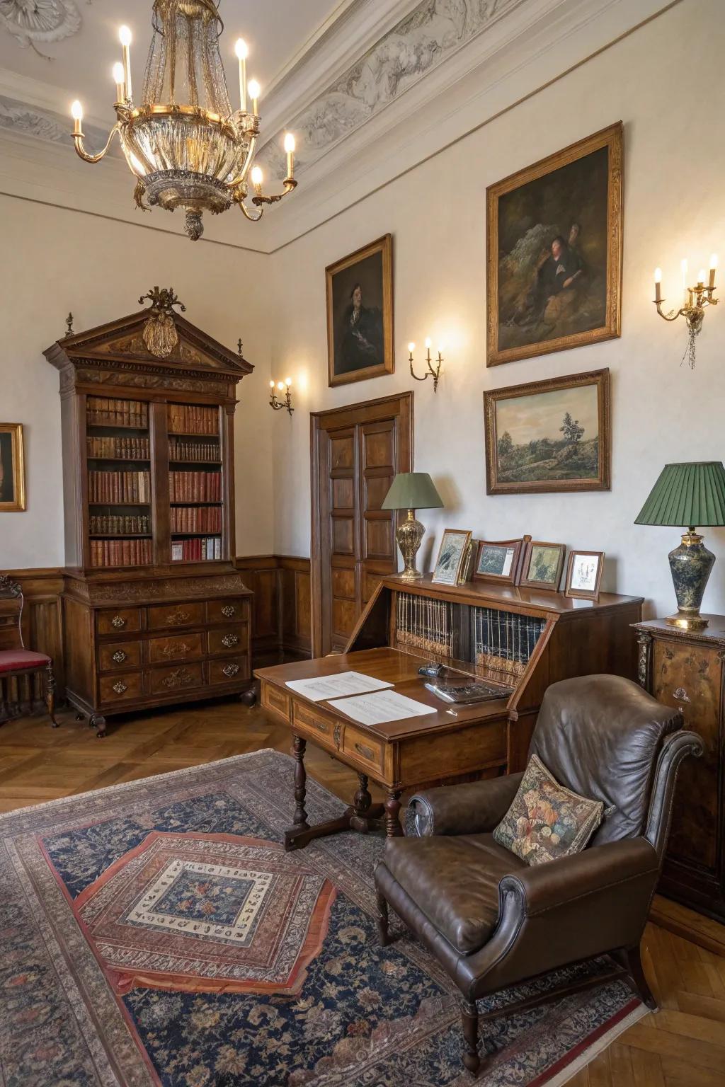 Ancient items contribute history and profundity to the interior.