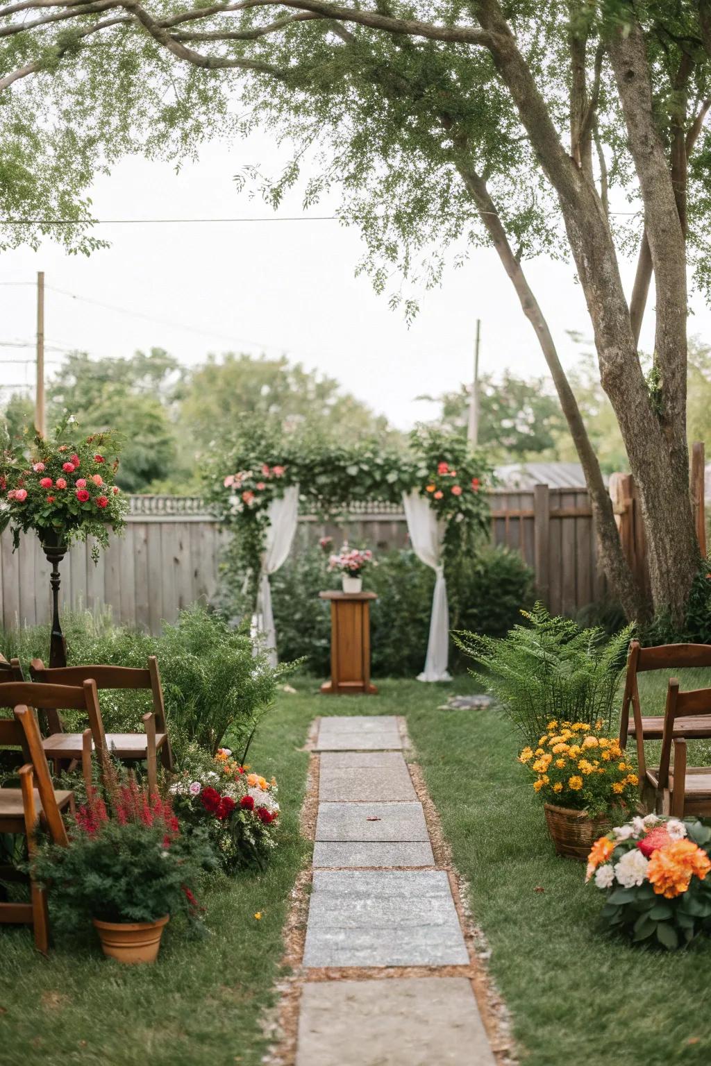 A secluded corner offers a private setting for an intimate ceremony.