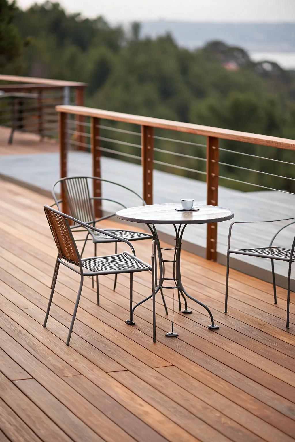 Modern simplicity creates a sleek deck design.
