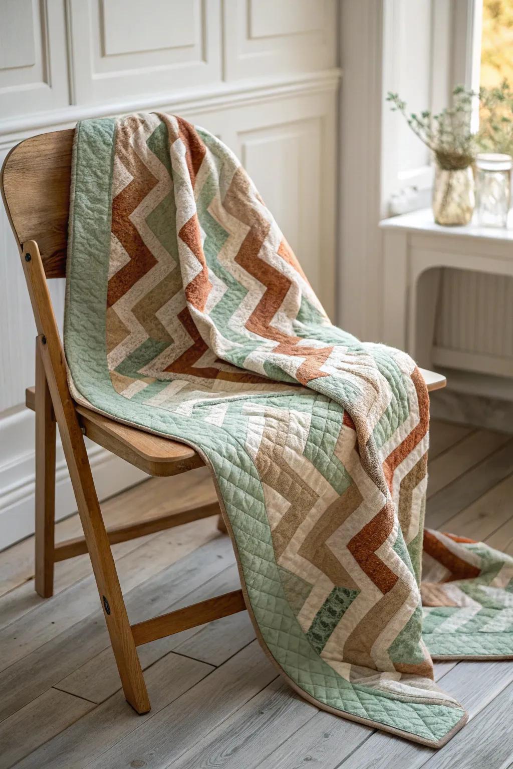 Embrace the dynamism of Energetic Jagged Line through a quilt that introduces vibrant charm to your ambiance.