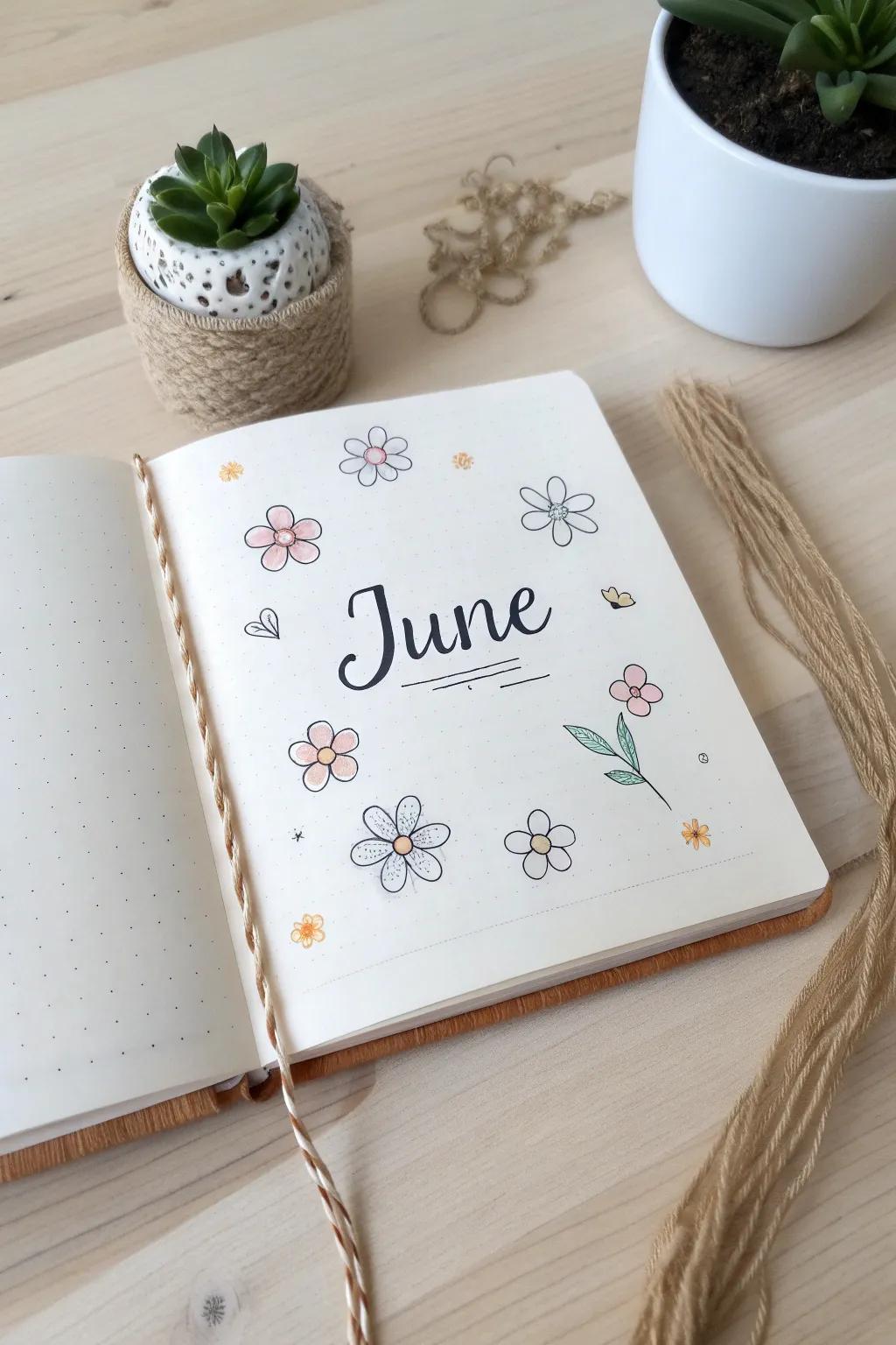 Savor the craft of minimalism through a minimalist June journal cover that conveys grand expression in monochrome elegance.