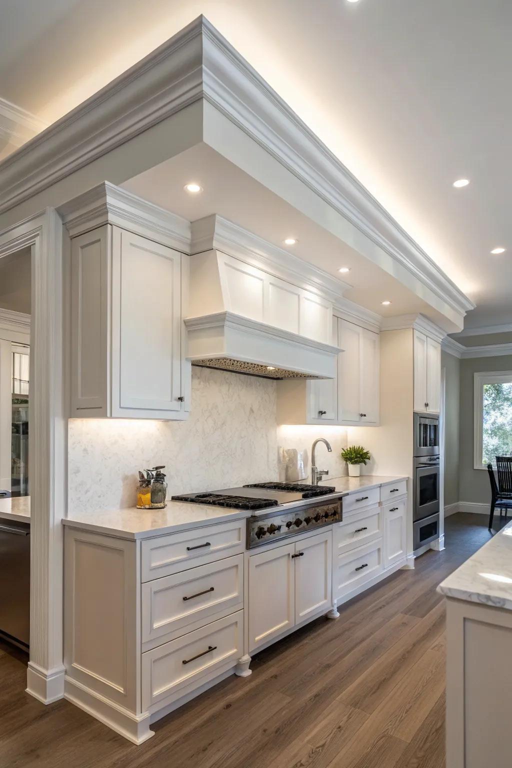 Minimalist molding enhances modern areas.