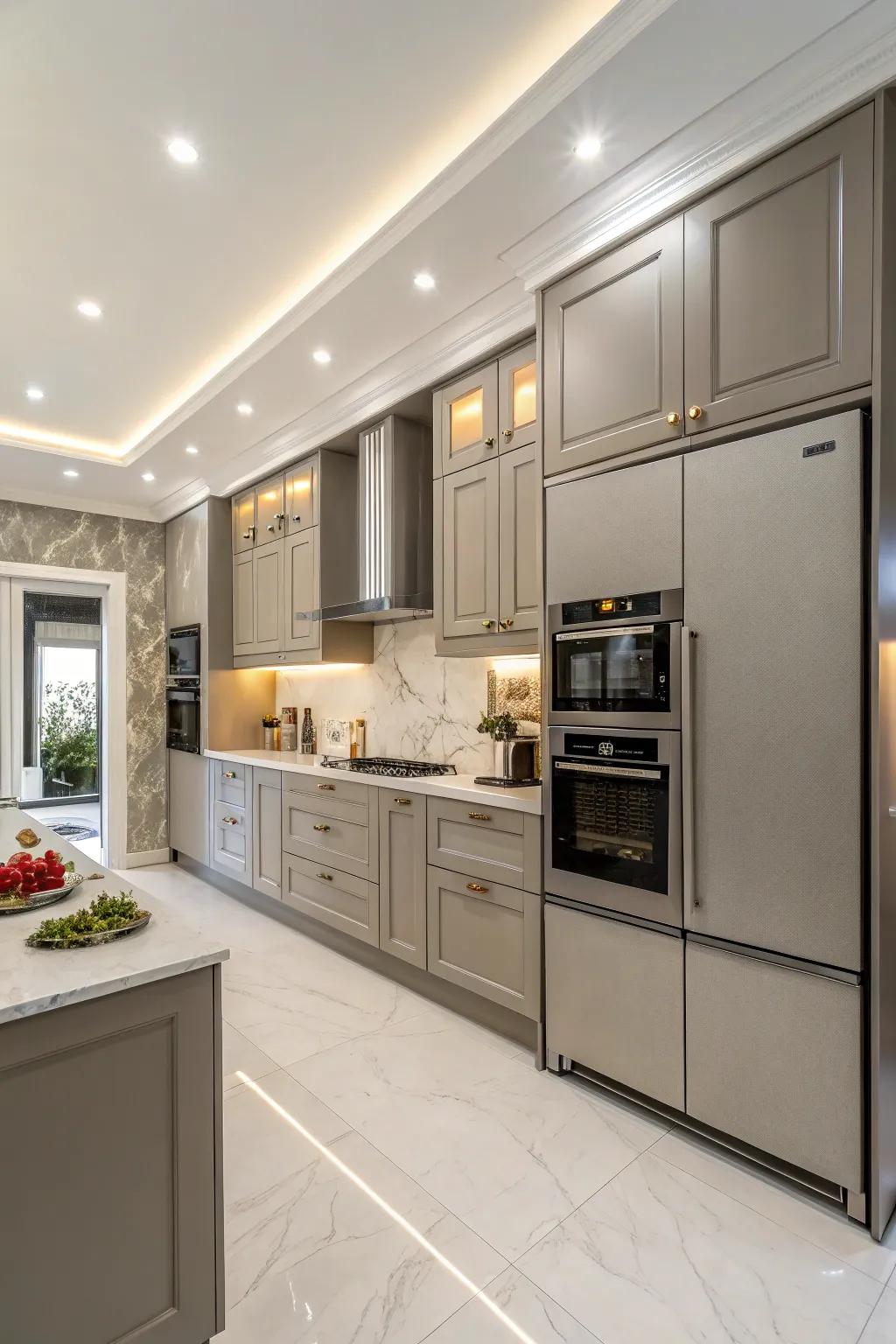 Seamless integration with appliances assures a cohesive kitchen design.