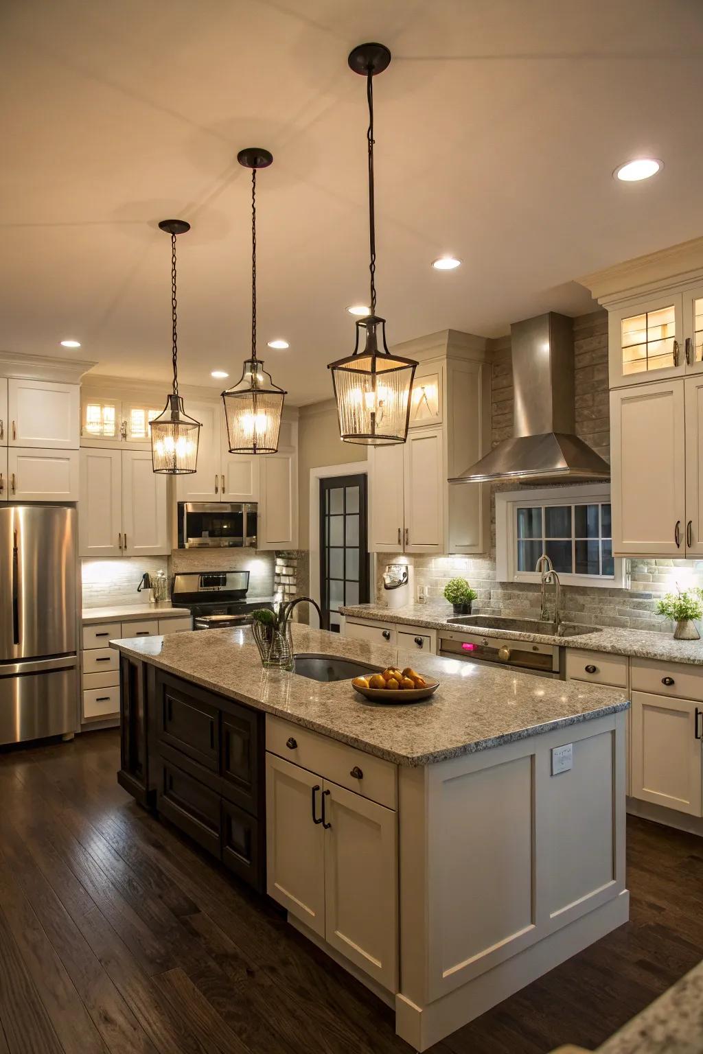 Recessed lighting ensures a balanced and layered light.