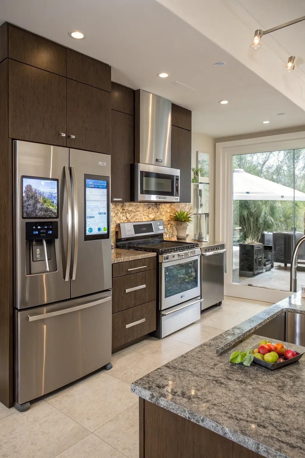 A kitchen showcasing smart technology for enhanced functionality.
