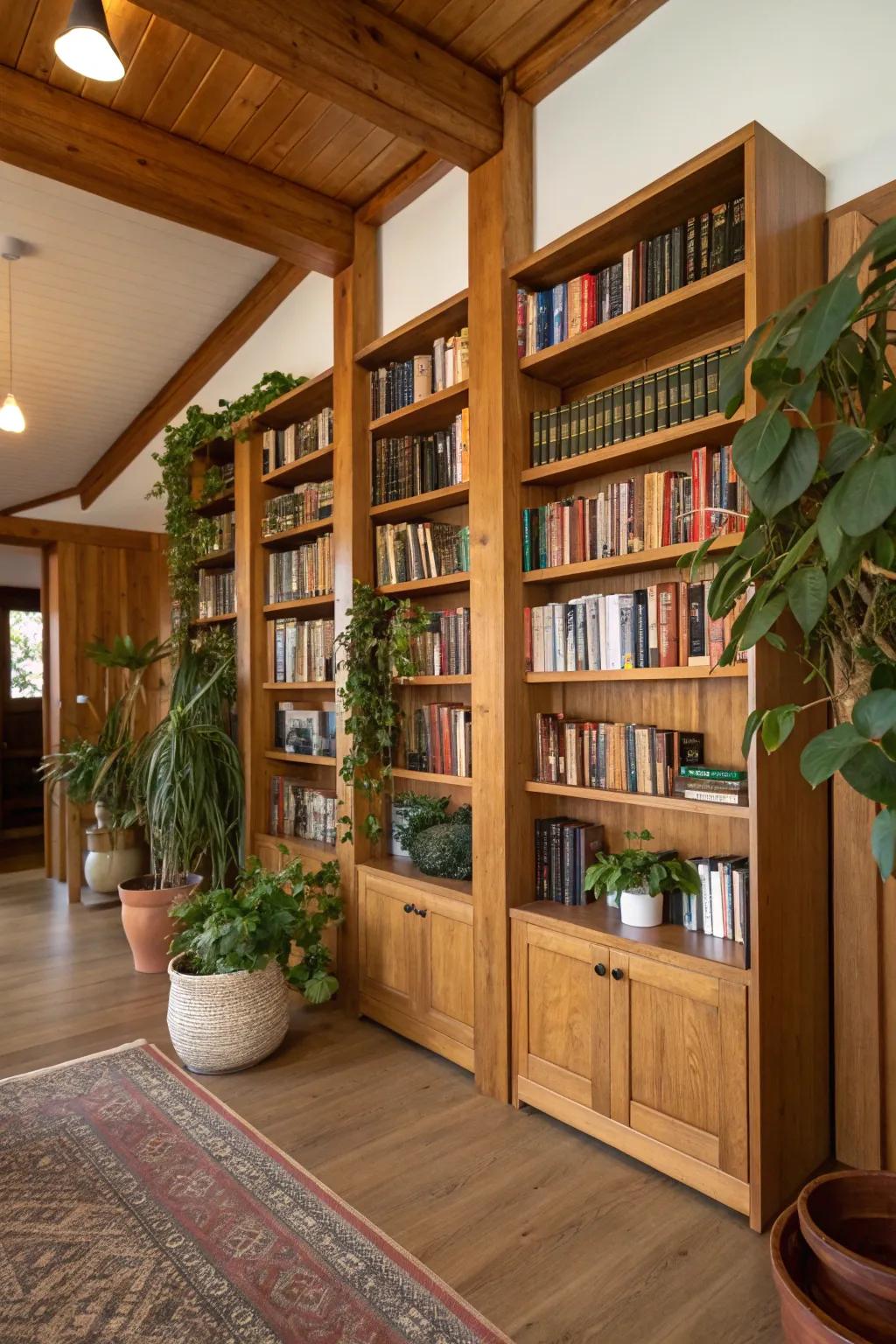 Plants and natural elements bring the library to life.