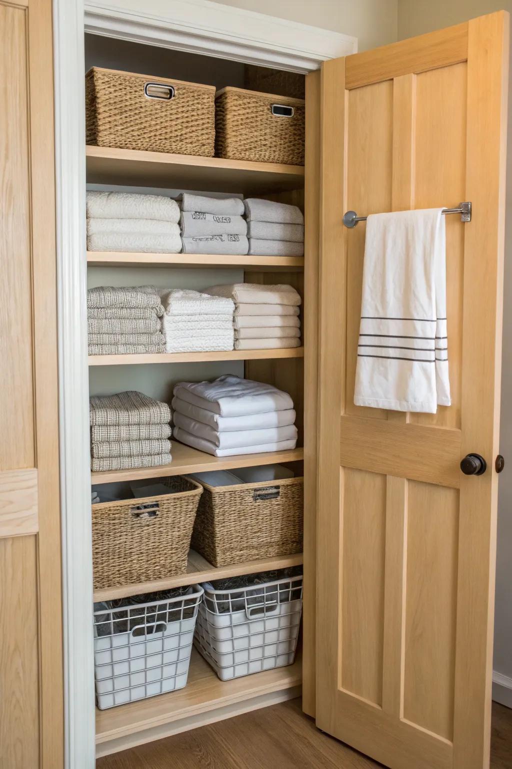 Utilizing door back space maximizes storage potential.