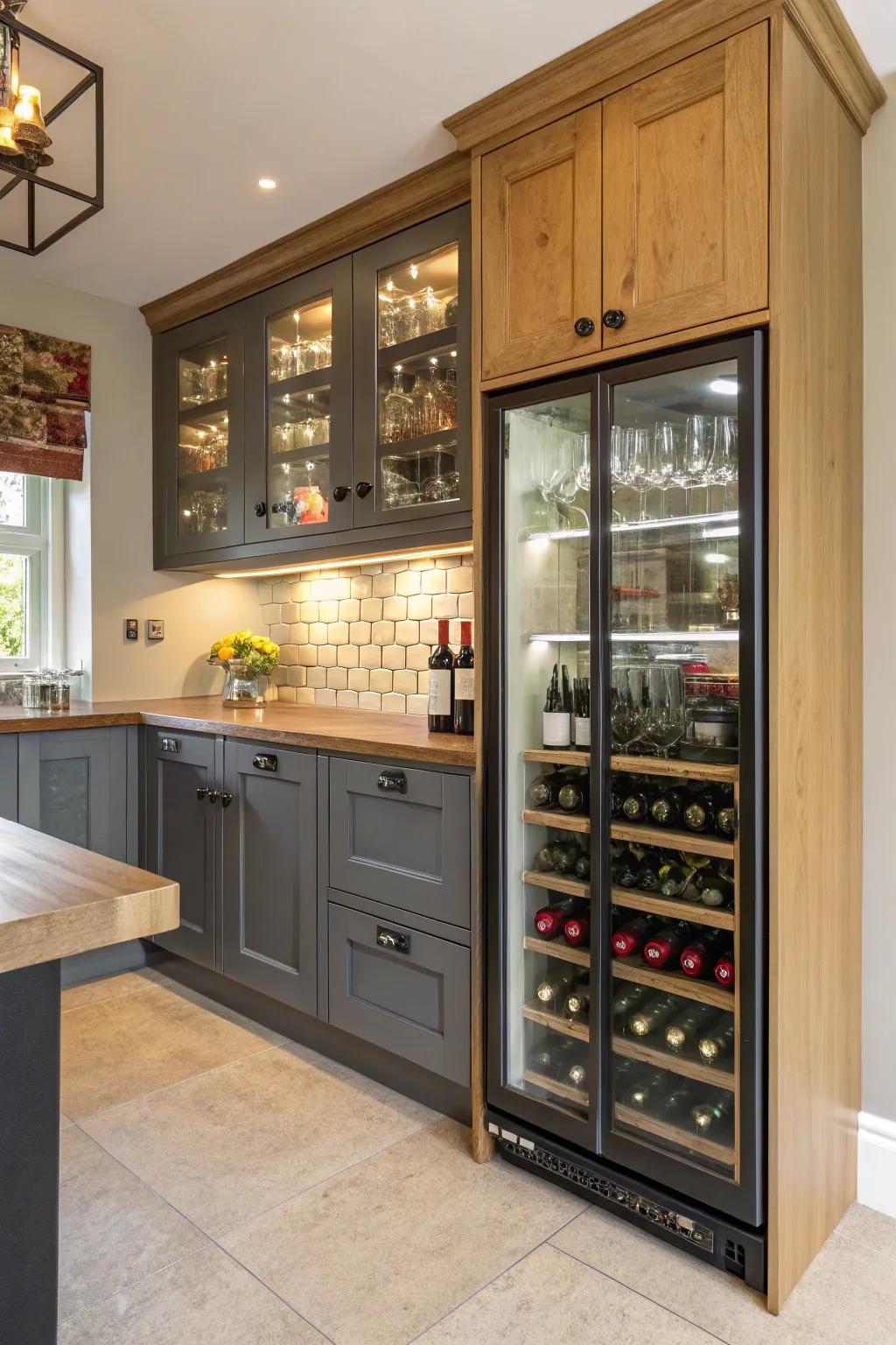 Efficient storage using a wine and spirits mount.