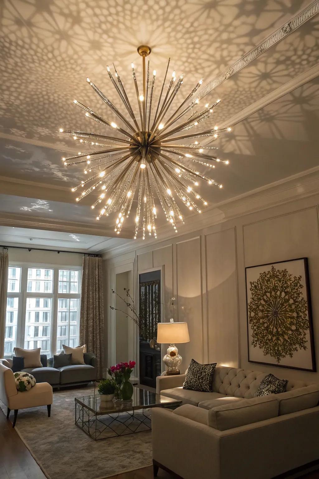 Starburst luminaries add mid-century modern essence with their iconic layout.