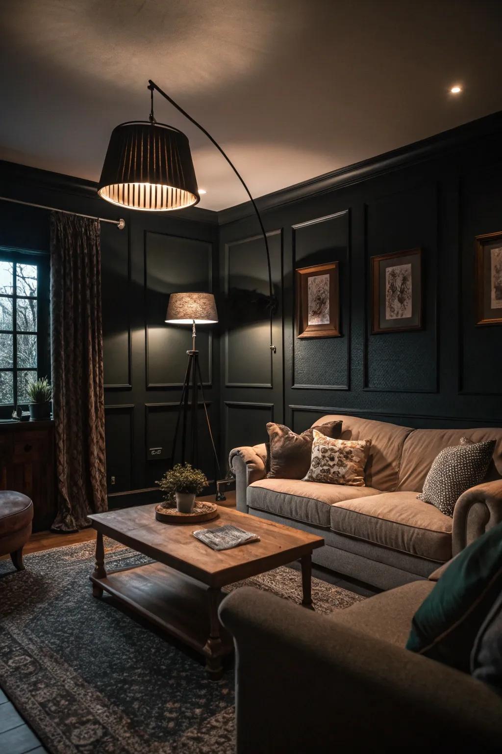 Intense tones infusing drama into a living space.
