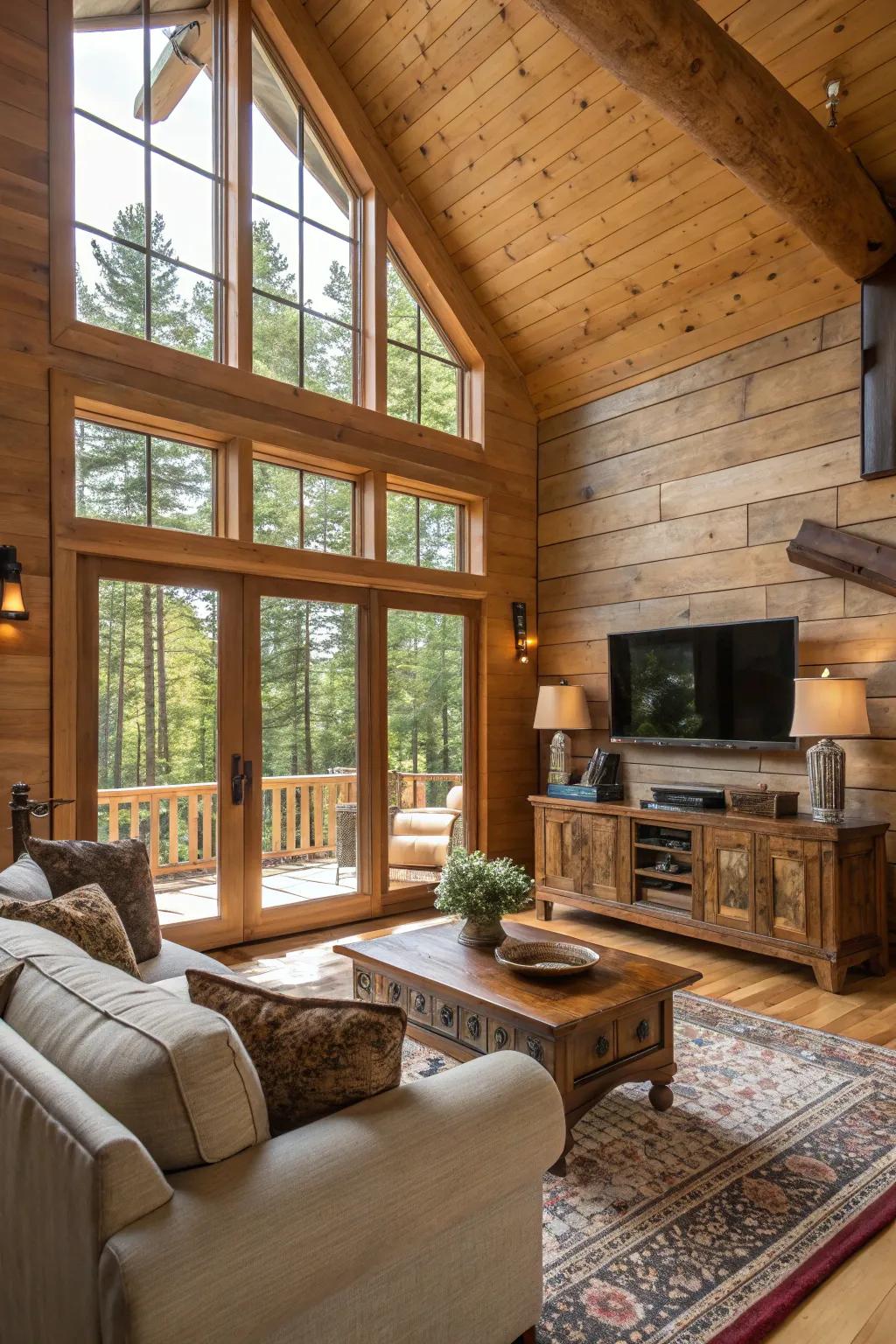 Add warmth with country wood accents around your picture window.