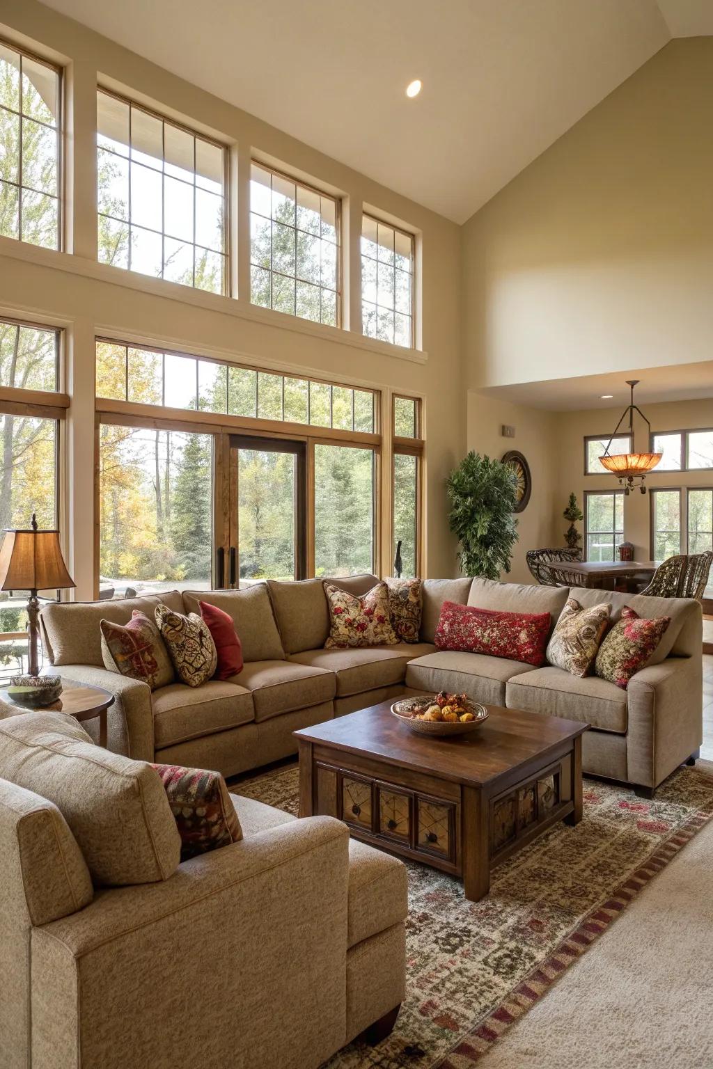 Modular couches offer versatile seating solutions, perfect for spacious and open-concept living areas.
