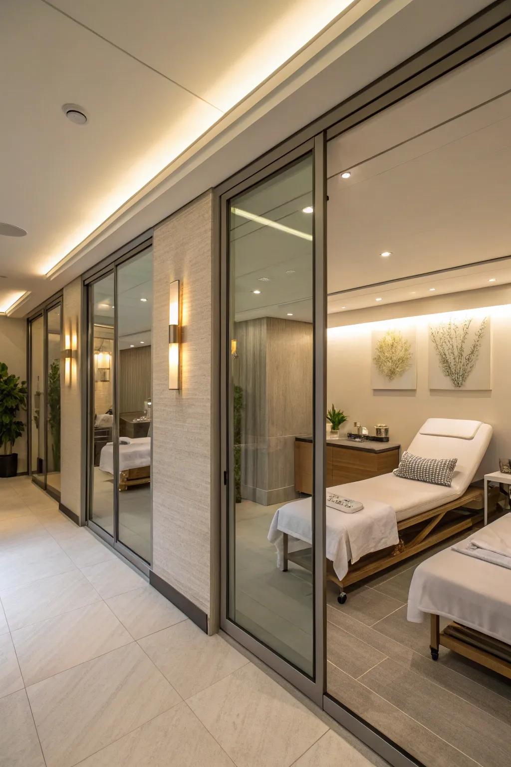 Moving doors for space-saving beauty.