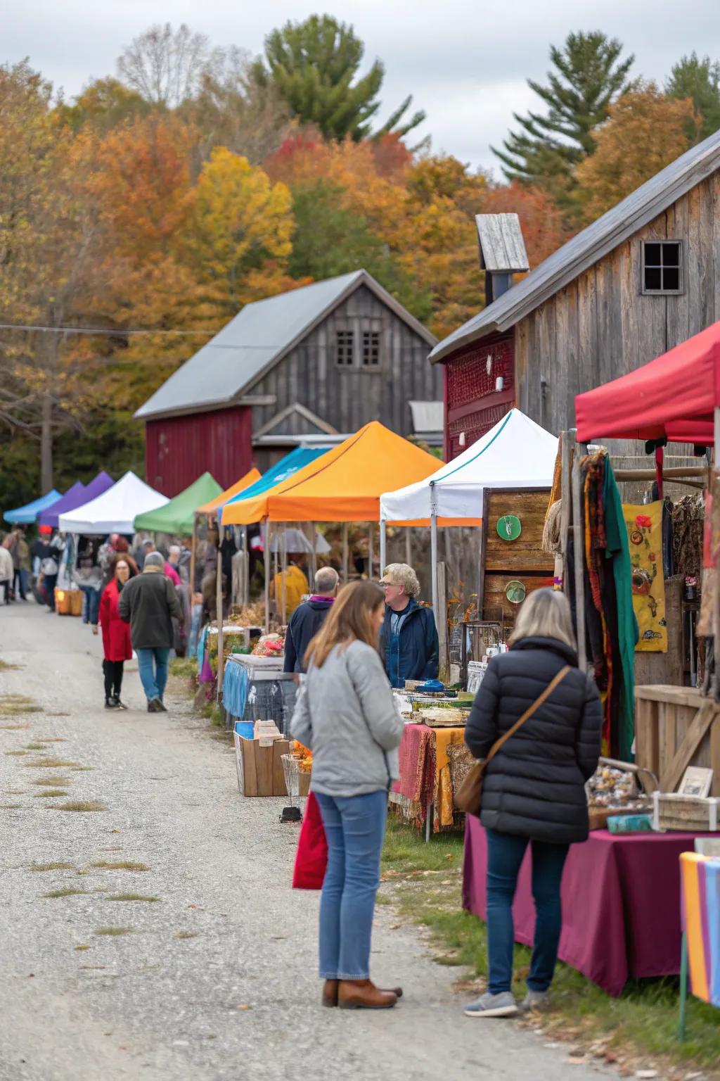 A vibrant scene at a local artisan showcase in Maine.