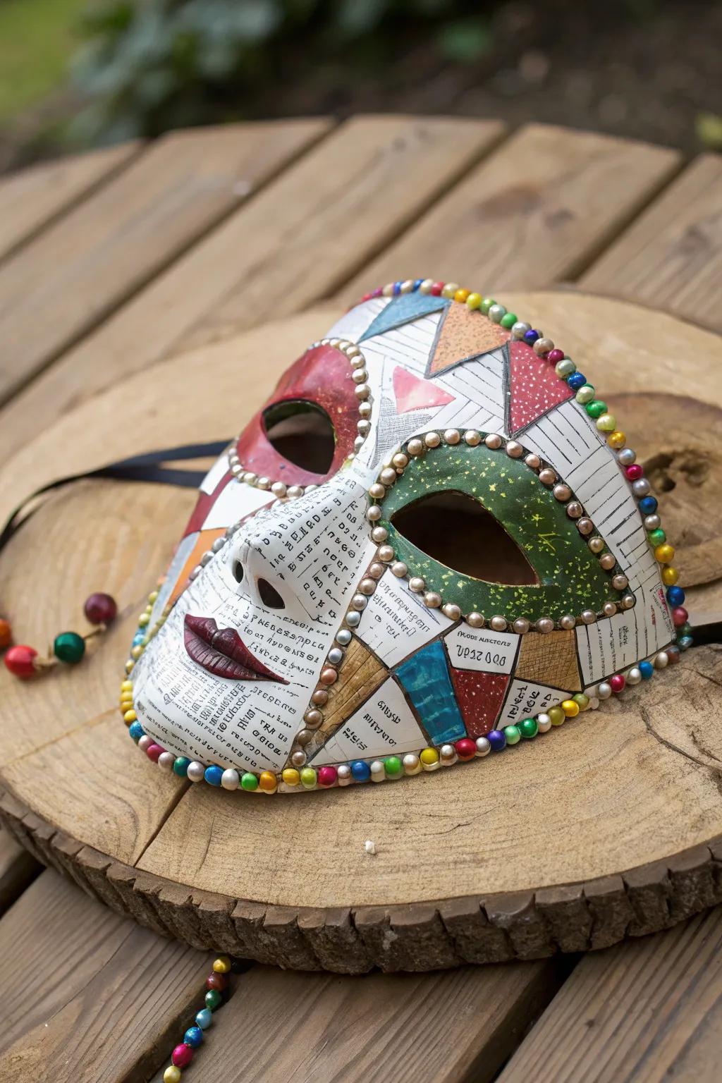 Reclaimed components convert standard masks into art.
