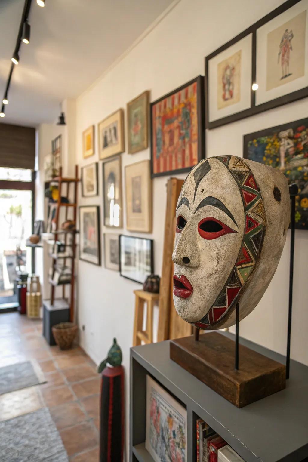 A surreal mask art piece challenging conventional artistic expectations.