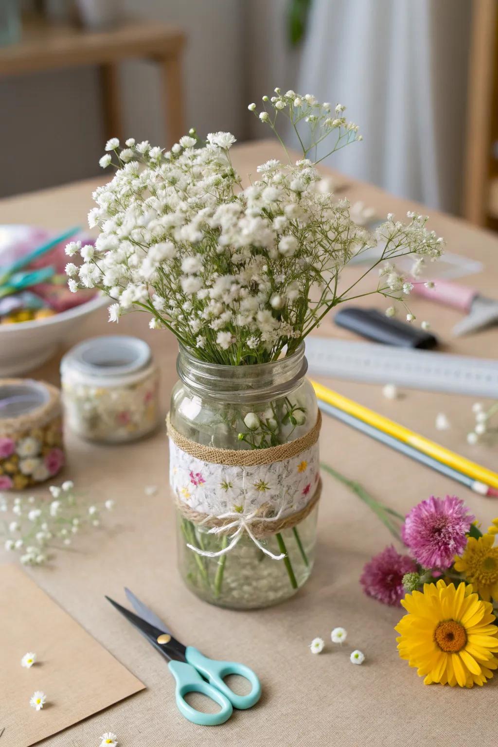 Nature-inspired beauty through pressed bloom mason jars.
