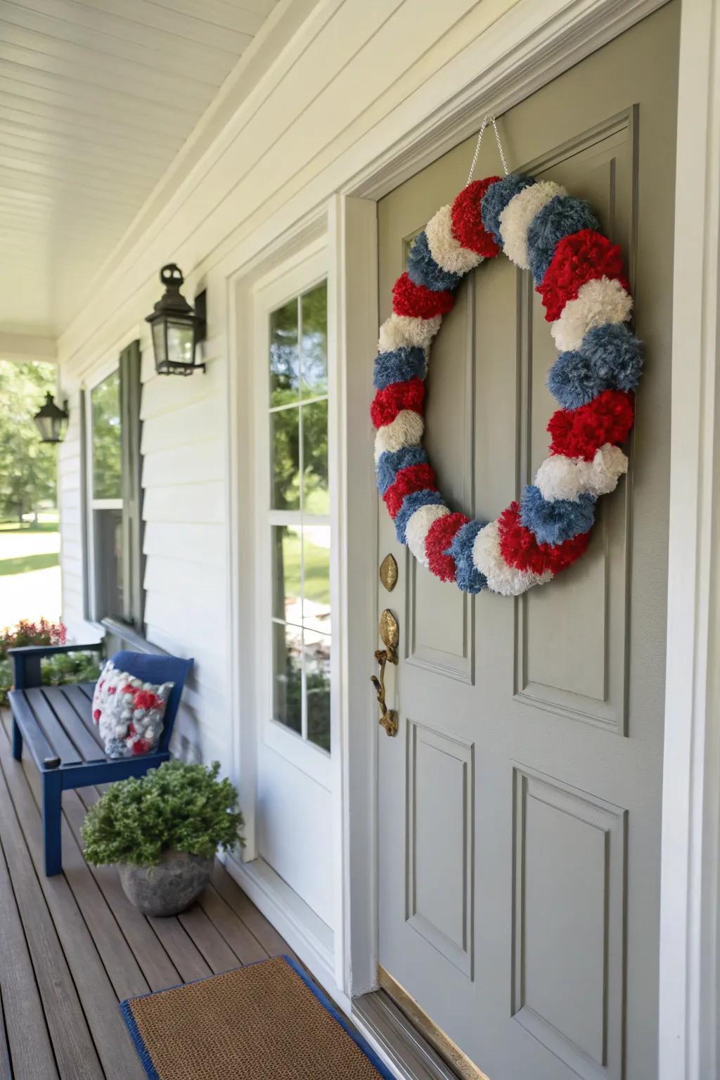 A cozy and inviting thread-wrapped wreath.