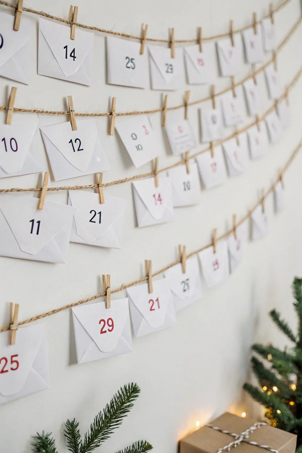 A basic count-up utilizing wee packets for a minimalist holiday ritual.