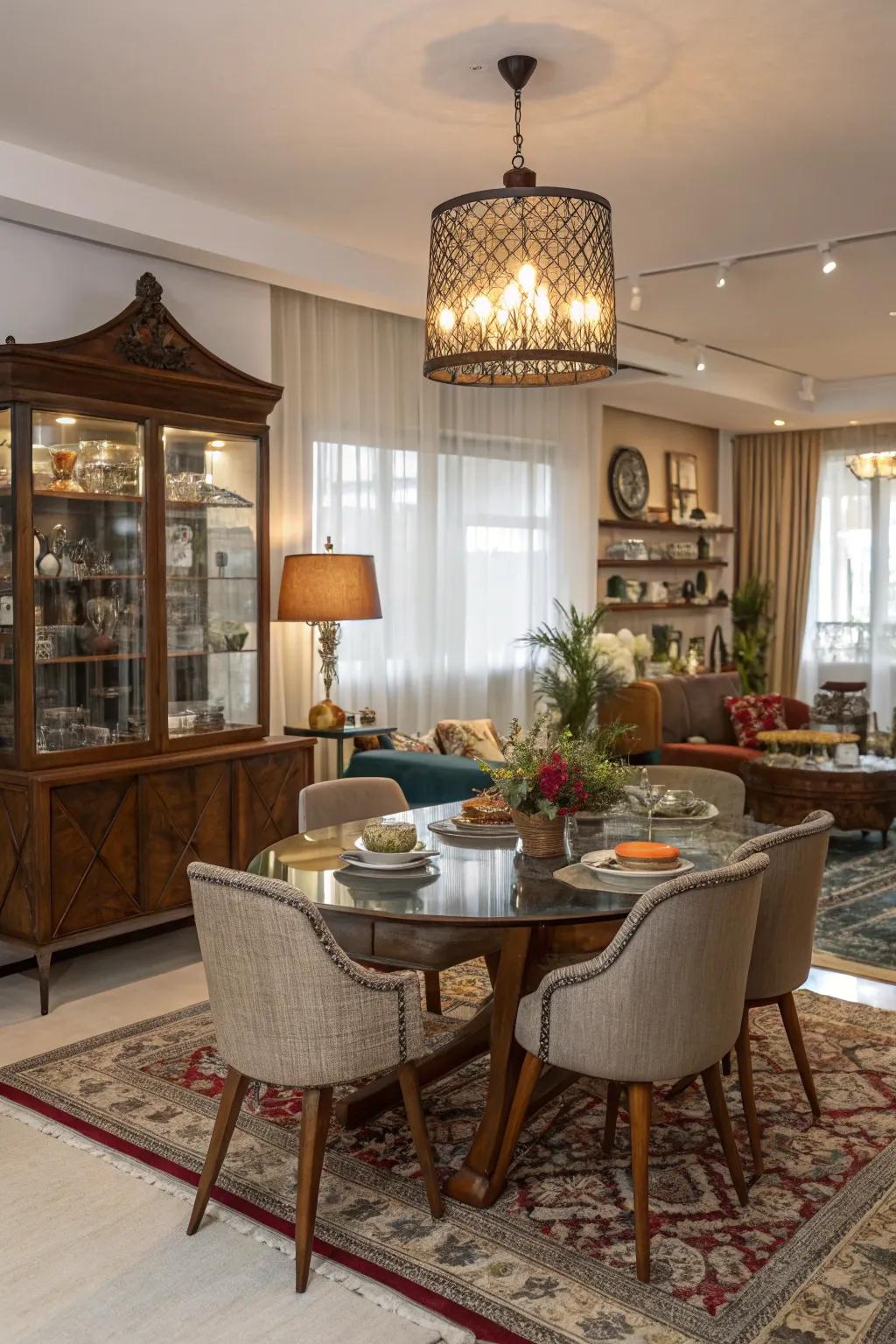 Using diverse styles can make your dining room visually exciting and one-of-a-kind.