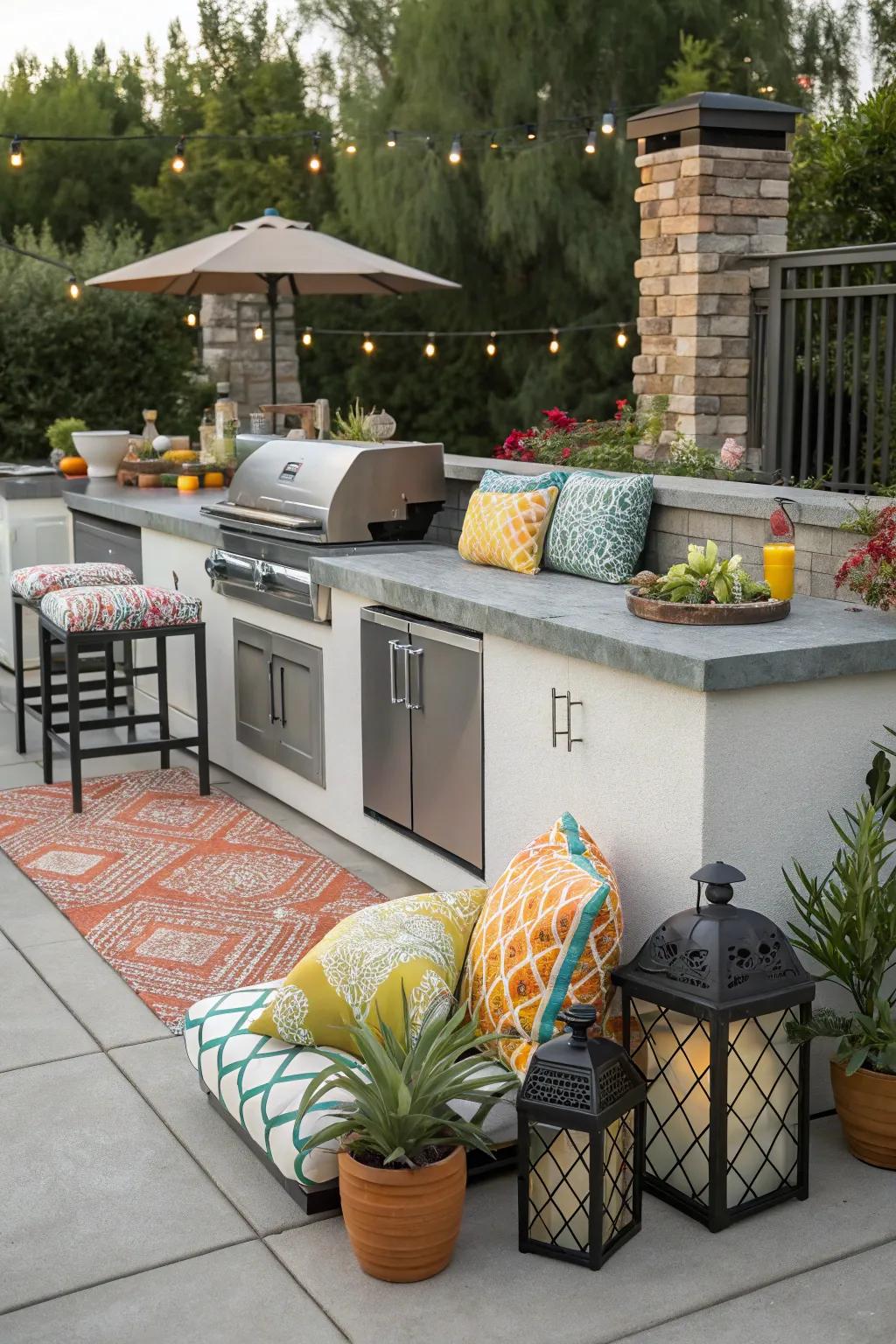 Vibrant color touches personalize your BBQ space.