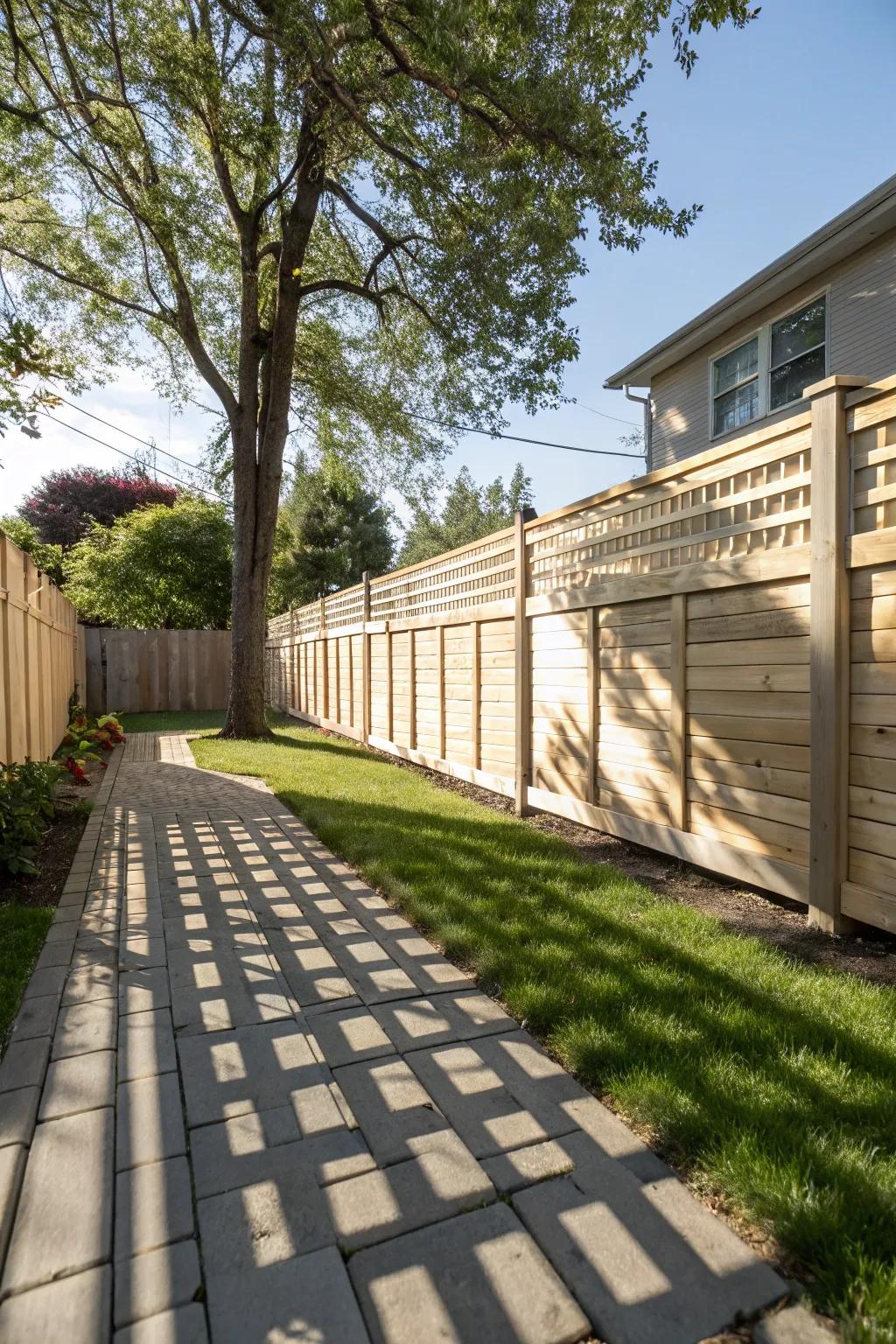 Balance seclusion and openness through a layered display style fence.